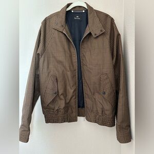 PAUL SMITH Prince Of Wales-Check Zip-Up Jacket, Brown. Academia. Classic, XL.